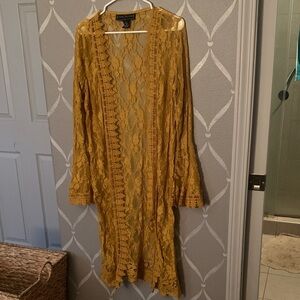 Golden Lace Long Cardigan